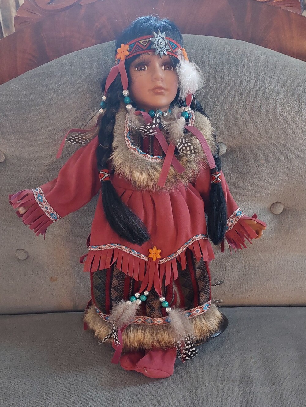 Cathay Collection Porcelain 15" Native American Indian Doll Limited Edition 5 - Picture 3 of 11